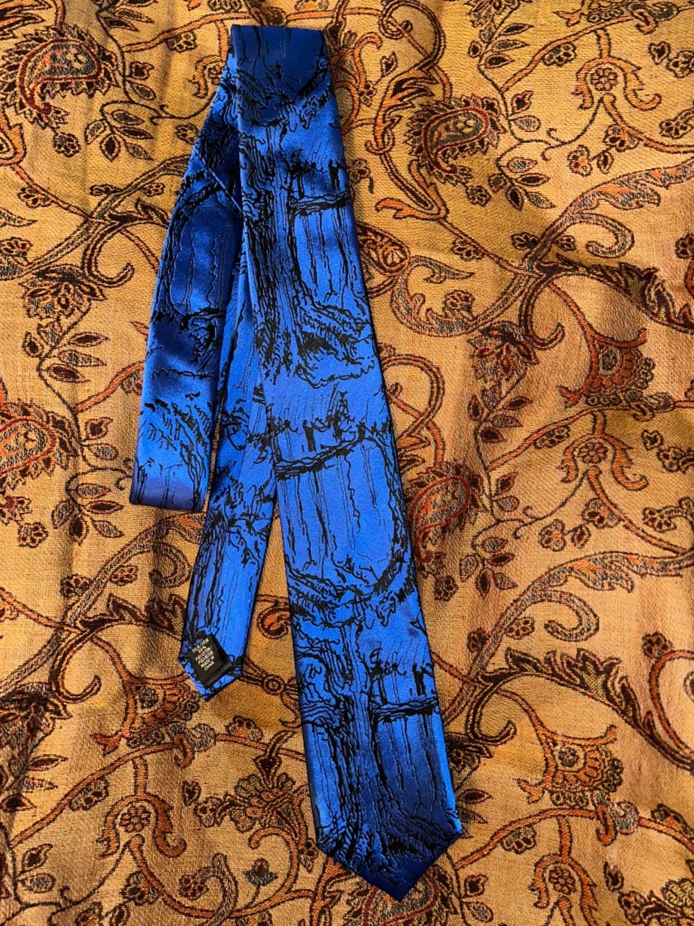 J. Garcia Birthday Collection Banyan Forest bright blue silk mens tie